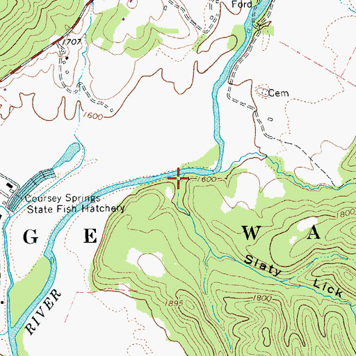 Topographic Map of Slaty Lick Draft, VA