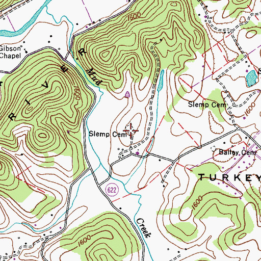 Topographic Map of Slemp Cemetery, VA