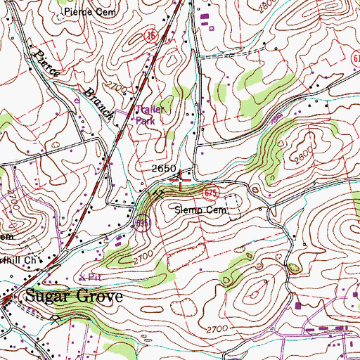 Topographic Map of Slemp Creek, VA