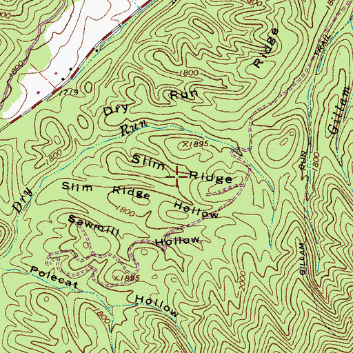 Topographic Map of Slim Ridge, VA