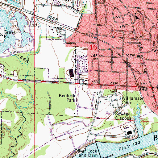 Topographic Map of West Circle Community Center, AL