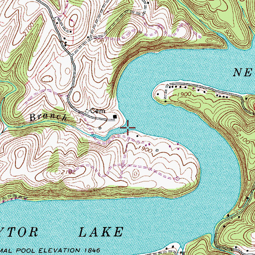 Topographic Map of Sloan Branch, VA