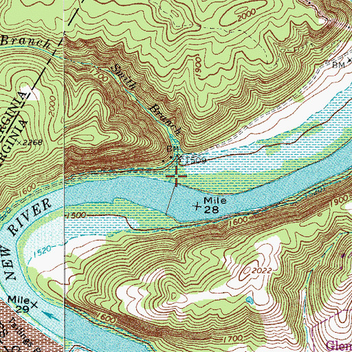 Topographic Map of Smith Branch, VA