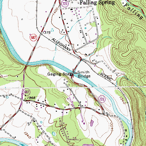 Topographic Map of Smith Bridge, VA