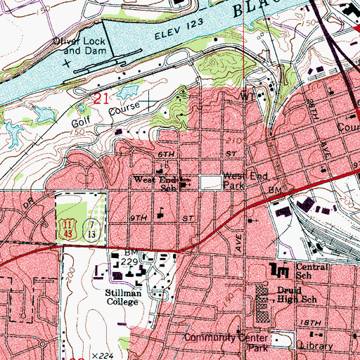 Topographic Map of West End Baptist Church, AL