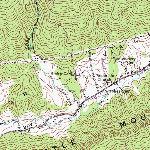 Topographic Map of Smith Cemetery, VA