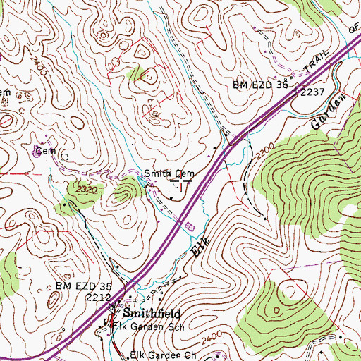 Topographic Map of Smith Cemetery, VA