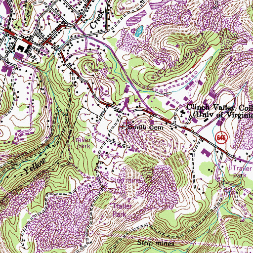 Topographic Map of Smith Cemetery, VA
