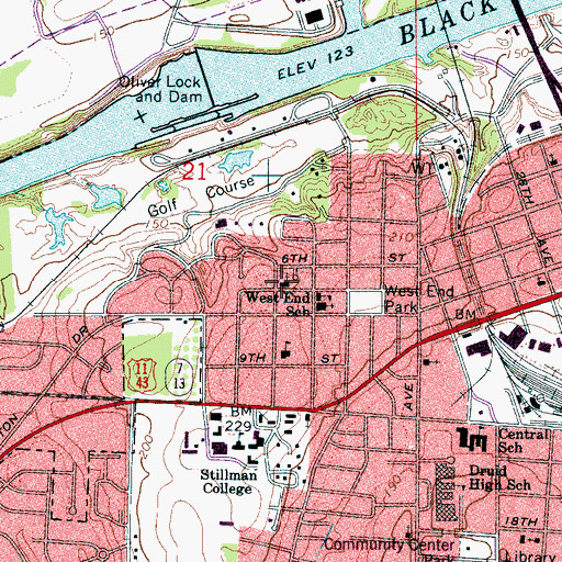 Topographic Map of West End Methodist Church, AL