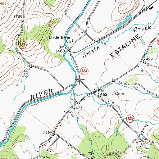 Topographic Map of Smith Creek, VA