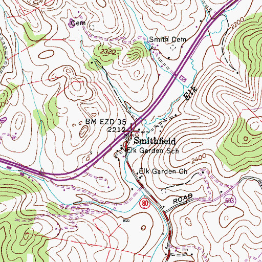Topographic Map of Smithfield, VA