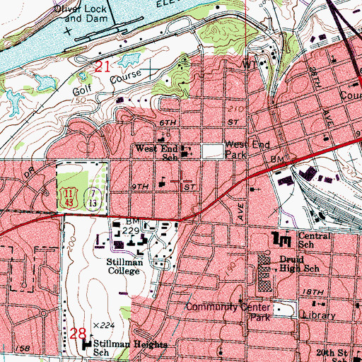 Topographic Map of West End Presbyterian Church (historical), AL