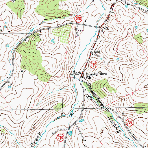 Topographic Map of Smoky Row Creek, VA