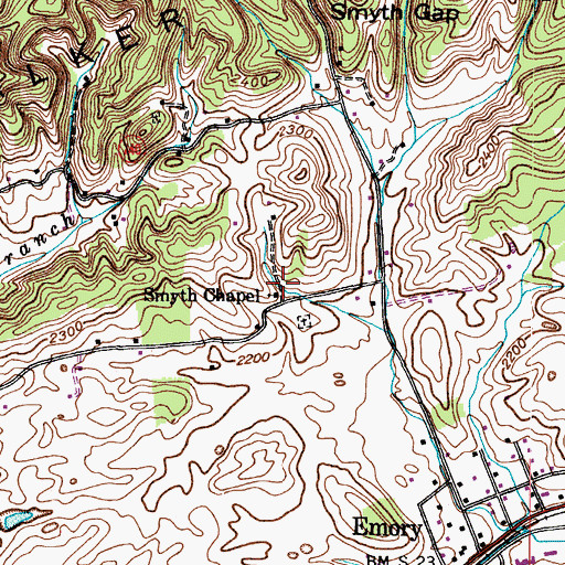 Topographic Map of Smyth Chapel, VA