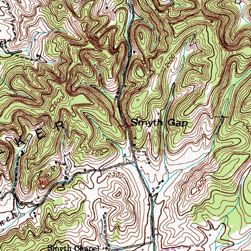 Topographic Map of Smyth Gap, VA