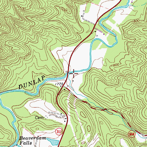 Topographic Map of Snake Run, VA