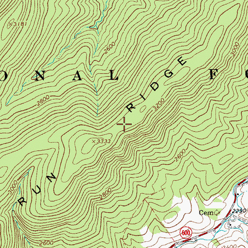 Topographic Map of Snake Run Ridge, VA