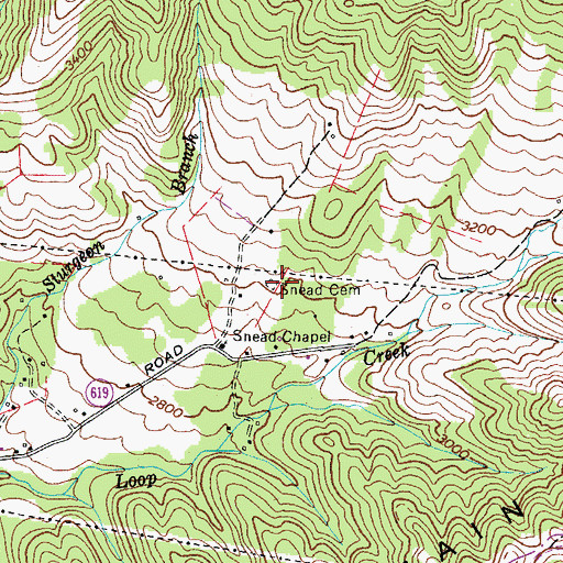 Topographic Map of Snead Cemetery, VA