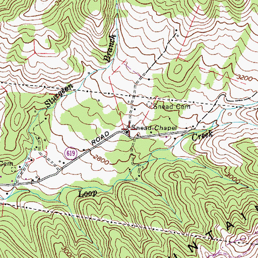 Topographic Map of Snead Chapel, VA