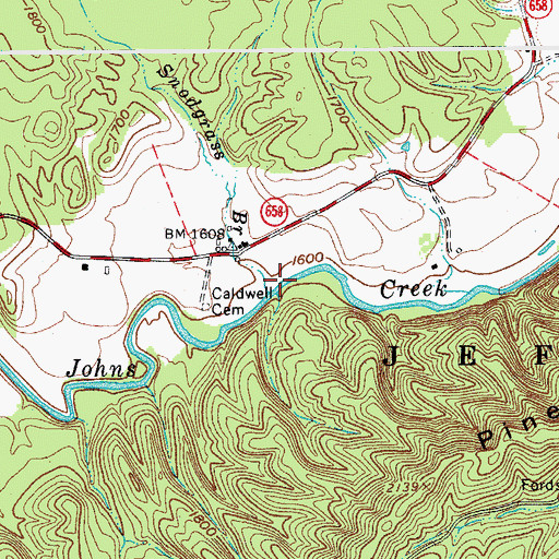 Topographic Map of Snodgrass Branch, VA