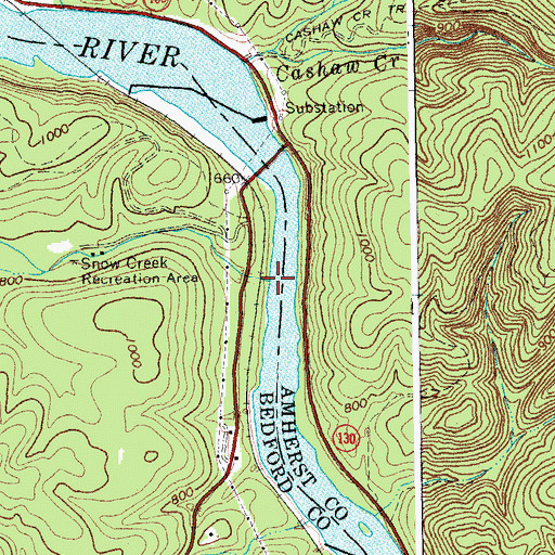 Topographic Map of Snow Creek, VA