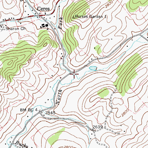 Topographic Map of Soap Creek, VA