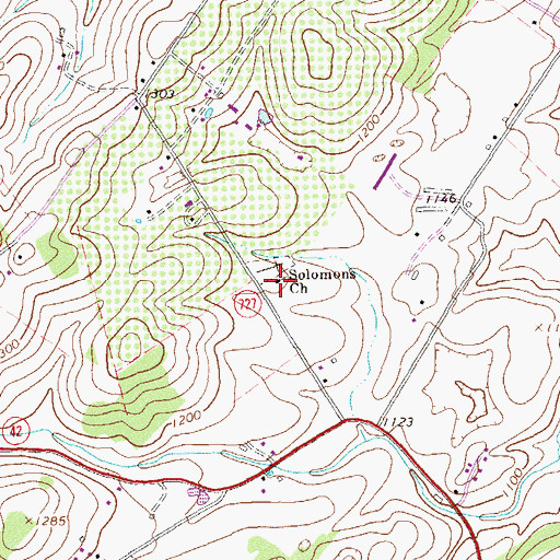 Topographic Map of Solomons Church, VA
