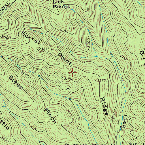Topographic Map of Sorrel Point Ridge, VA