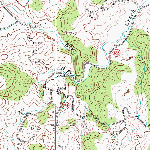 Topographic Map of South Branch Elk Creek, VA