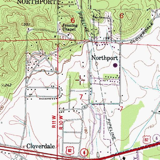 Topographic Map of Western Plains, AL