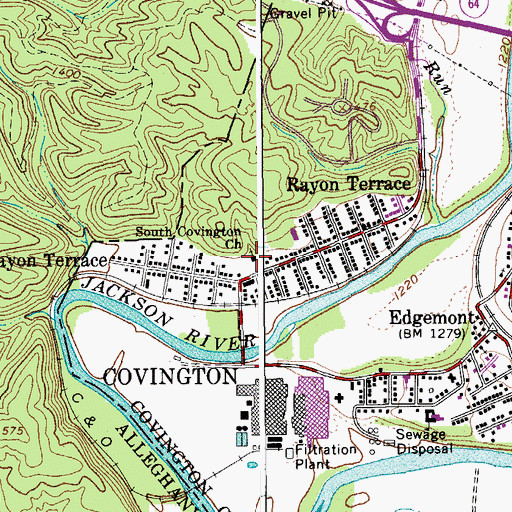 Topographic Map of South Covington Church, VA