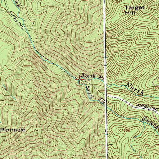 Topographic Map of South Fork Bennetts Run, VA