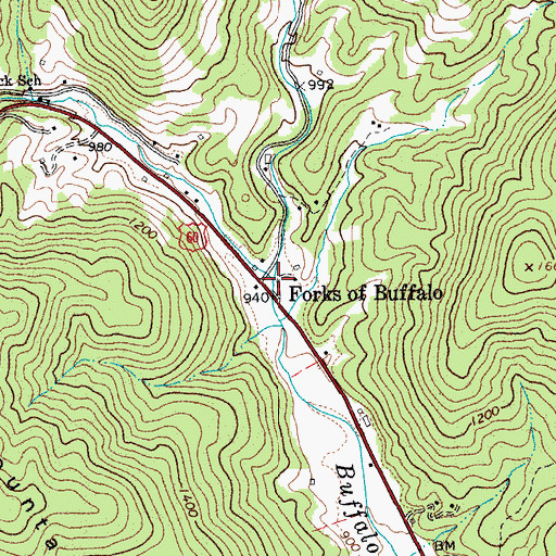 Topographic Map of South Fork Buffalo River, VA