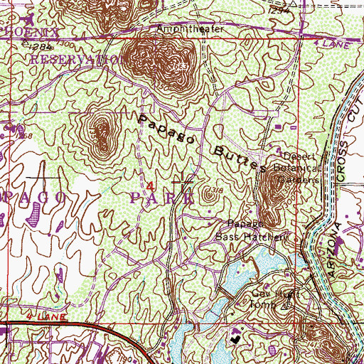 Topographic Map of Papago Park, AZ