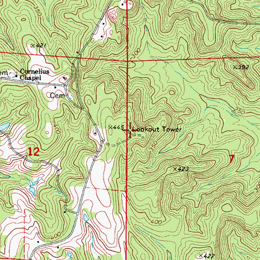Topographic Map of Westervelt Fire Tower, AL