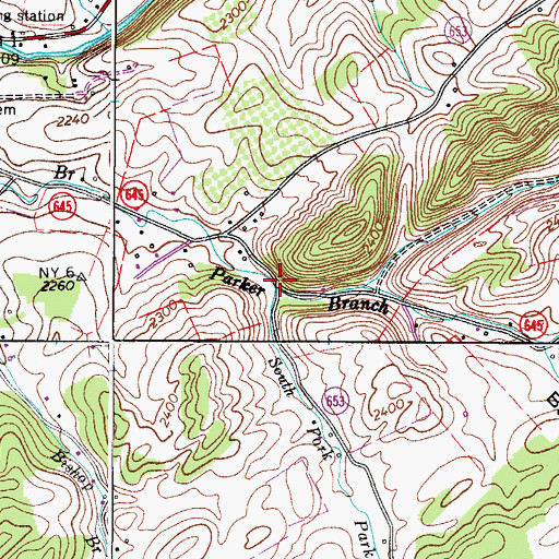 Topographic Map of South Fork Parker Branch, VA