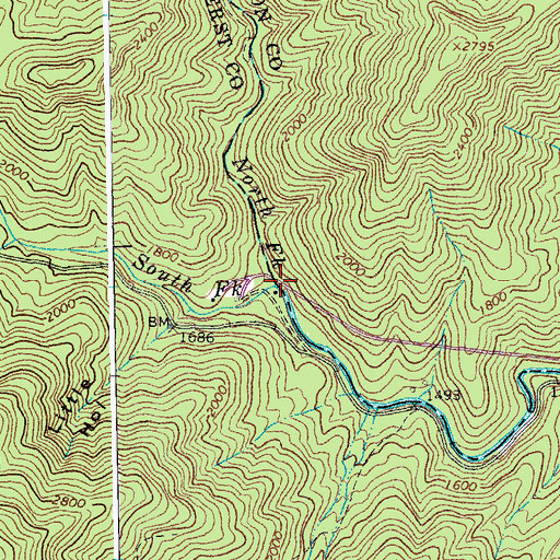 Topographic Map of South Fork Piney River, VA