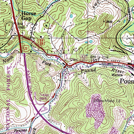 Topographic Map of South Fork Pound River, VA