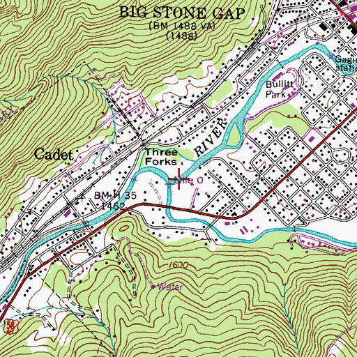 Topographic Map of South Fork Powell River, VA