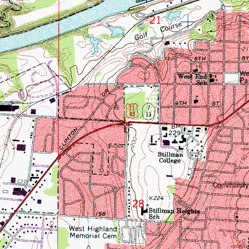 Topographic Map of Westgate Shopping Center, AL