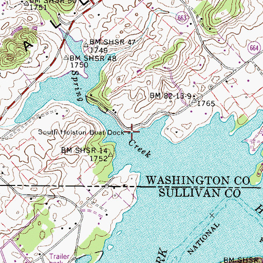 Topographic Map of South Holston Boat Dock, VA