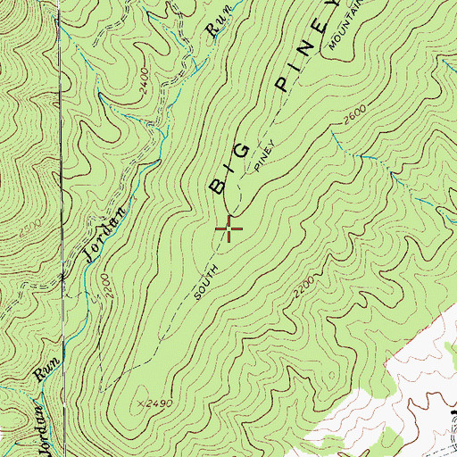 Topographic Map of South Piney Mountain Trail, VA