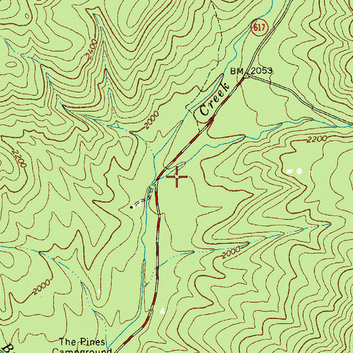 Topographic Map of South Prong Barbours Creek, VA