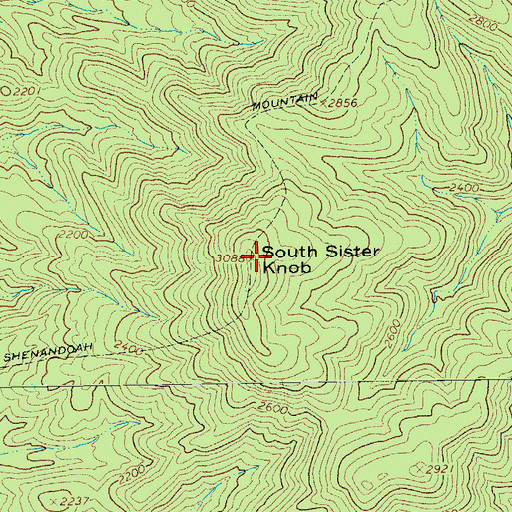 Topographic Map of South Sister Knob, VA