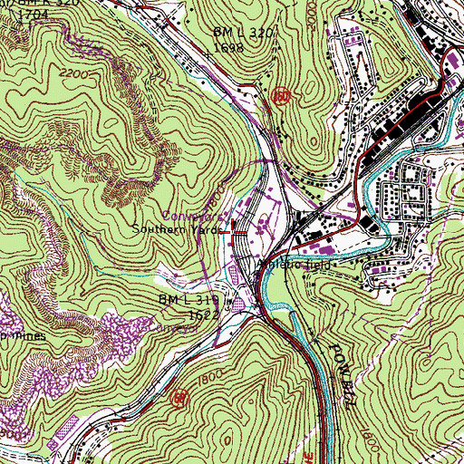 Topographic Map of Southern Yards, VA