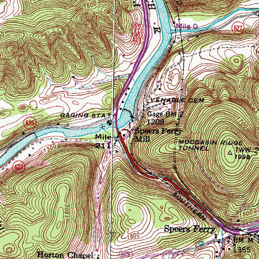 Topographic Map of Speers Ferry Mill, VA