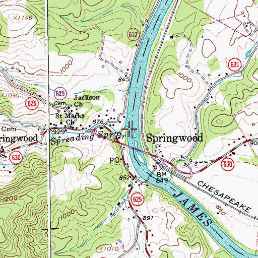 Topographic Map of Spreading Spring Branch, VA