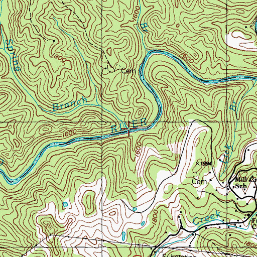 Topographic Map of Spring Branch, VA