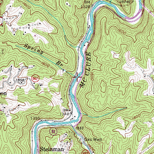 Topographic Map of Spring Branch, VA