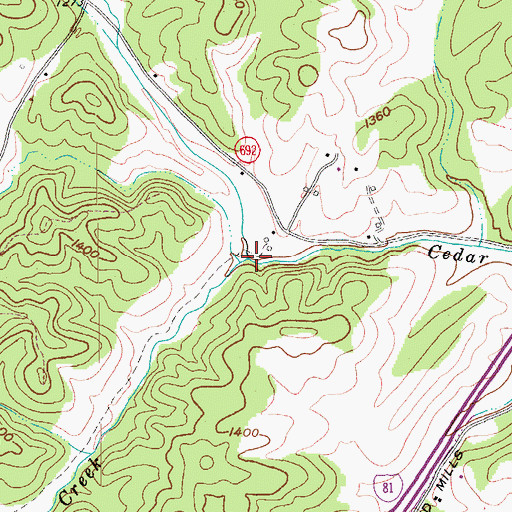 Topographic Map of Spring Gap Creek, VA
